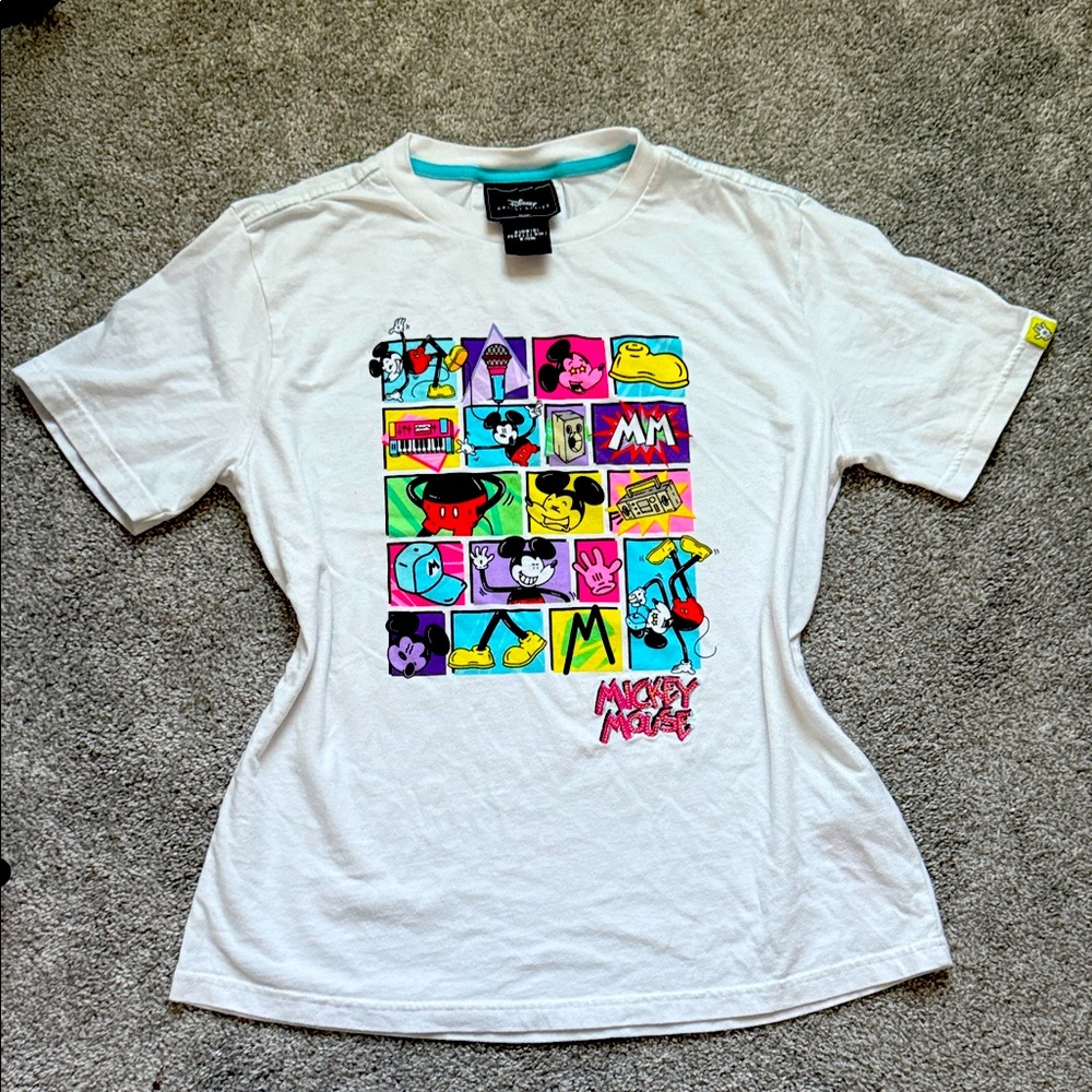 Disney Artist Series White T-Shirt with Colorful Mickey Mouse Design